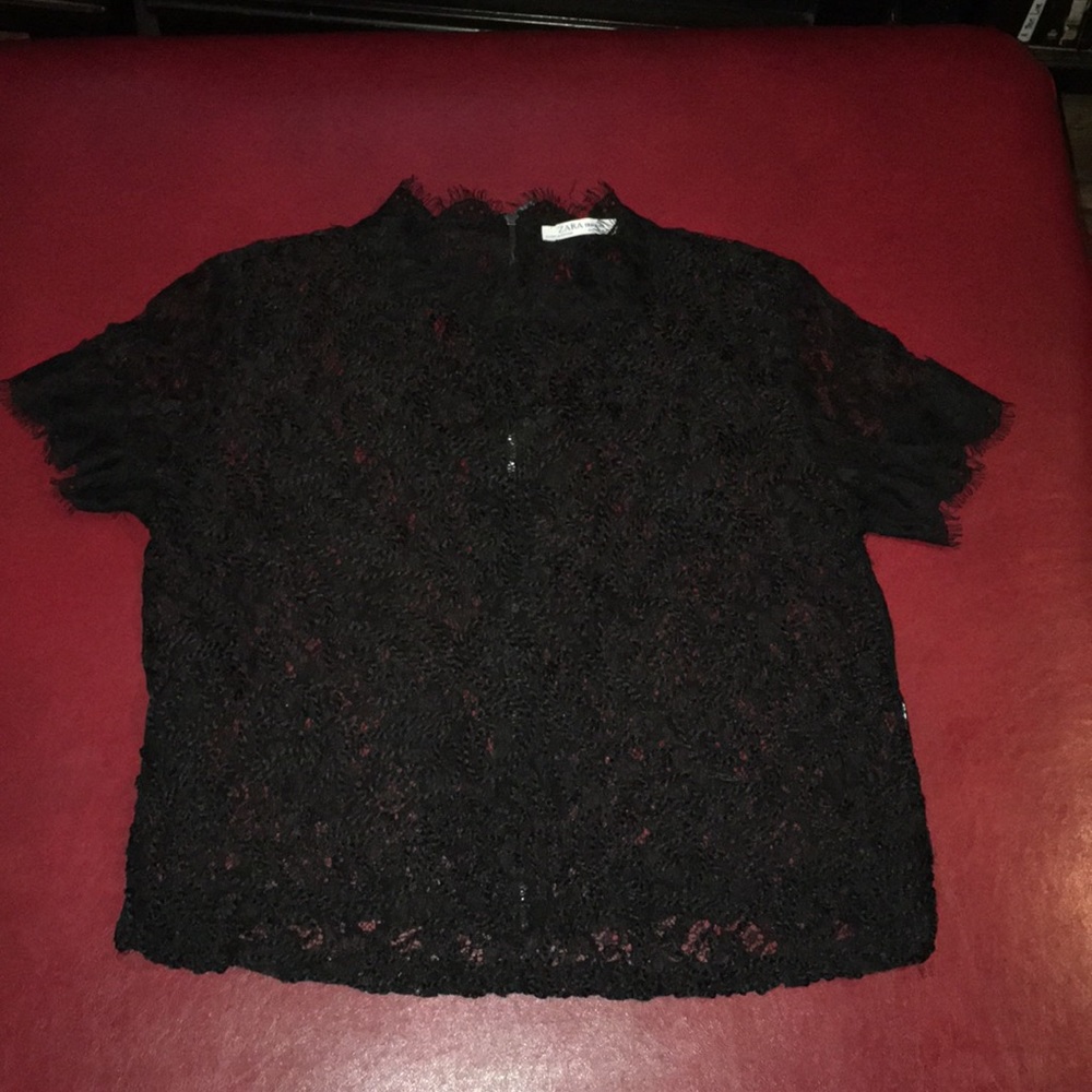 🔥Zara Trafaluc women’s black lace sheer blouse🔥